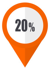 Fototapete - 20 percent orange pointer vector icon in eps 10 isolated on white background.