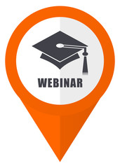 Fototapete - Webinar orange pointer vector icon in eps 10 isolated on white background.