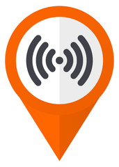 Fototapete - Wifi orange pointer vector icon in eps 10 isolated on white background.