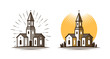 Church logo. Religion, faith, belief icon or symbol. Vector illustration