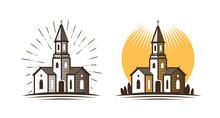 Church Logo. Religion, Faith, Belief Icon Or Symbol. Vector Illustration