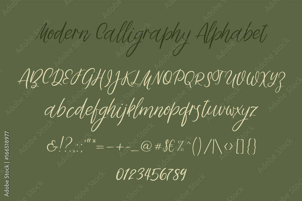 Decorative calligraphic alphabet. Handwritten brush letters. Uppercase ...