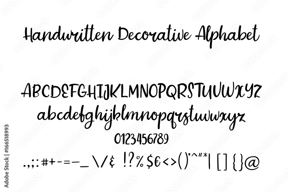 Decorative calligraphic alphabet. Handwritten brush letters. Uppercase ...