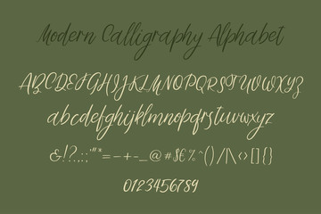 Wall Mural - Decorative calligraphic alphabet. Handwritten brush letters. Uppercase, lowercase. Hand drawn ABC for your Designs: wallpaper, pattern, poster, postcard, logo, wedding invitation. Vector Illustrations