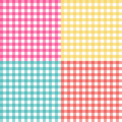Poster - Picnic table cloth seamless pattern set. Picnic plaid texture