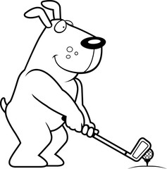 Sticker - Cartoon Dog Golfing