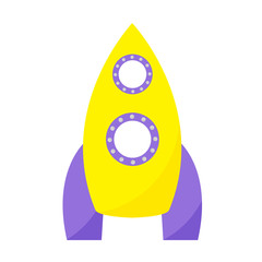 Wall Mural - Vector technology ship rocket cartoon design for startup innovation product and cosmos fantasy space launch graphic exploration.