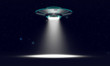 Vintage UFO isolated on black. 3d illustration