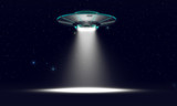 Vintage UFO isolated on black. 3d illustration