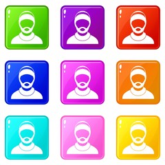 Poster - Bearded man avatar icons 9 set