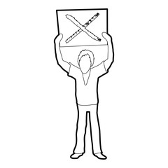 Poster - Man protest with sign icon outline
