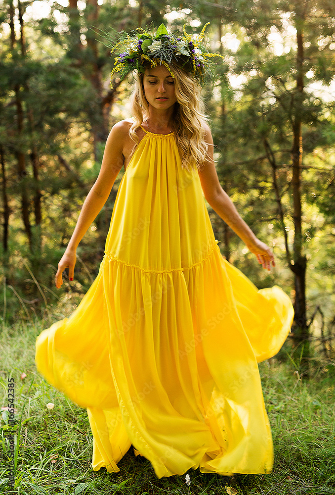 beautiful girl in yellow dress in the woods, forest fairy wearing Stock Photo | Adobe Stock beautiful girl in yellow dress in the woods, forest fairy wearing Stock Photo | Adobe Stock