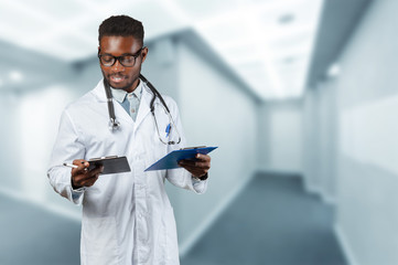 Wall Mural - African american medical doctor man.