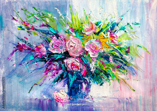  Naklejki Malarstwo   malarstwo-olejne-kwiaty