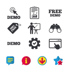 Poster - Demo with cursor icon. Presentation billboard.