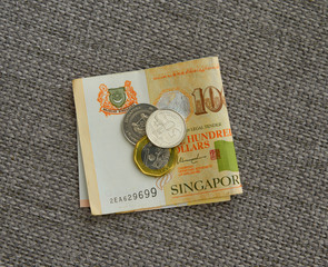 Singapore Dollar notes and coins