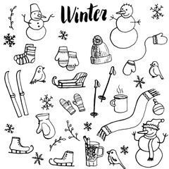 winter doodle set