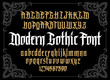 Vector modern gothic alphabet in framef. Vintage font. Typography for labels, headlines, posters etc.