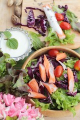 Canvas Print - Salad of fresh vegetables with dressing delicious