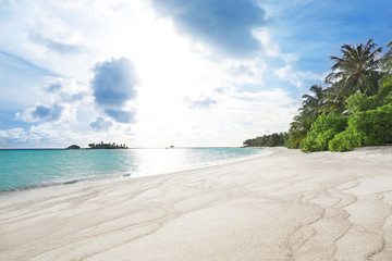 Sticker - View of beautiful tropical beach at sea resort. Summer vacation concept