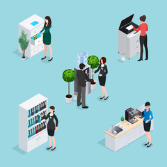 Poster - Office Life Scenes Isometric Set