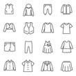 Types of clothes for girls and teenagers as line icons / There are all season casual clothes for girls and teenagers
