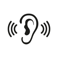 ear listening hearing audio sound waves vector icon
