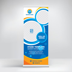 Wall Mural - roll-up banner to advertise the water park, swimming pool, various types of summer fun.