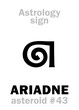Astrology Alphabet: ARIADNE, asteroid #43. Hieroglyphics character sign (single symbol).