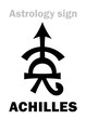 Astrology Alphabet: ACHILLES, asteroid #588. Hieroglyphics character sign (original single symbol).