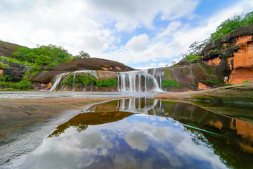 Sticker - waterfall in green rainforest in Thailand