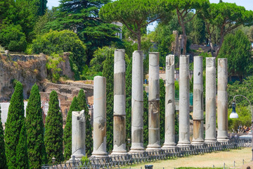 rome, italy - july, 2, 2017: fragment of an exposition of the open-air museum located on the place o