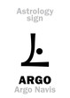 Astrology Alphabet: ARGO (Argo Navis), constellation. Hieroglyphics character sign (single symbol).