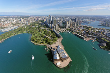 Sydney CBD and Royal Botanic Gardens viewed from the north-east