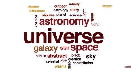 Wall Mural - universe animated word cloud, text design animation.