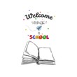 Welcome back to school concept, Vector hand drawn illustration. Chalkboard lettering. Typography. Sketch style