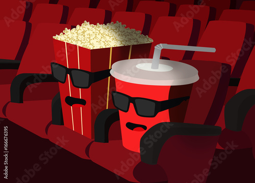 Fotografia Popcorn and Cup in the cinema