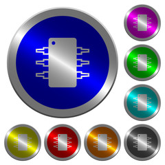 Canvas Print - Integrated circuit luminous coin-like round color buttons