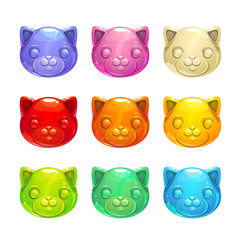 Sticker - Cute jelly cat faces.