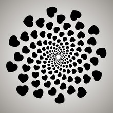 Vector Heart. Swirl, Vortex Background. Rotating Spiral. Pattern Of A Whirling Of Hearts
