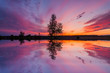 canvas print picture - Reflection of a beautiful dawn sky in a river