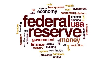 Sticker - Federal reserve animated word cloud, text design animation.