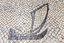 Beautiful Vintage Pavement In Portugal, Sailing Boat

