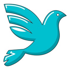 Wall Mural - White peace pigeon icon, cartoon style