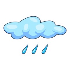 Poster - Blue cloud rain icon, cartoon style