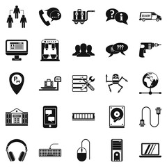 Poster - Headset icons set, simple style