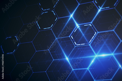 Blue hexagonal wallpaper