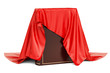 Book covered red cloth, presentation of new book concept. 3D rendering