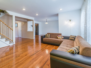 Living room with sofa and hardwood floor