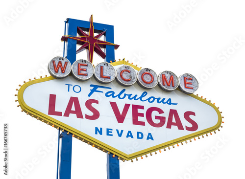 The fabulous Welcome Las Vegas sign. Isolated on white background Poster